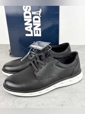 New Lands' End Men's Sport Oxford Black Comfort Casual Dress Shoes Size 8
